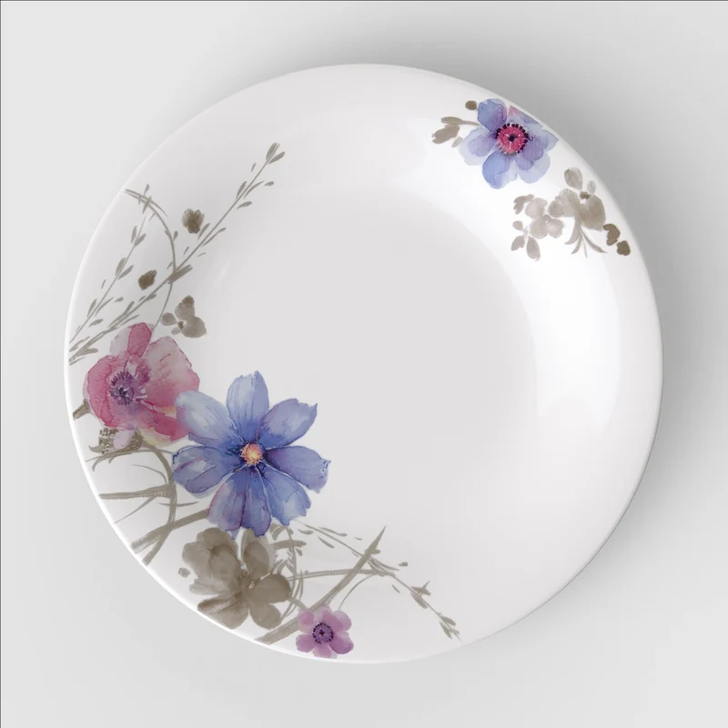 21.5 cm - Mariefleur Gris Basic Piatto Dessert In Porcellana Premium - Set 6 Pz