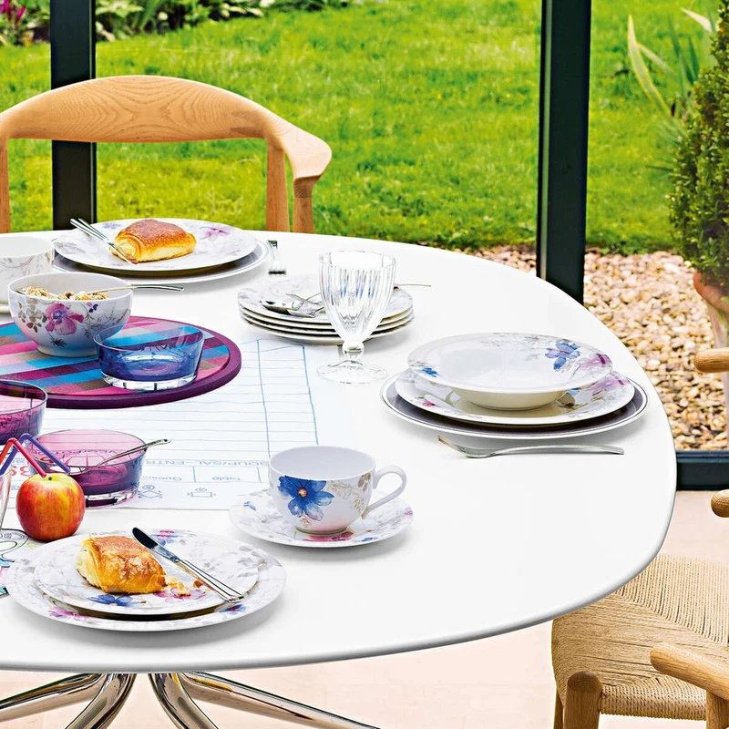 21.5 cm - Mariefleur Gris Basic Piatto Dessert In Porcellana Premium - Set 6 Pz