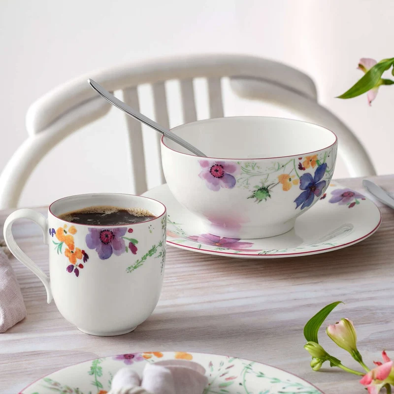 21.5 cm - Mariefleur Basic Piatto Dessert In Porcellana Premium - Set 6 Pz