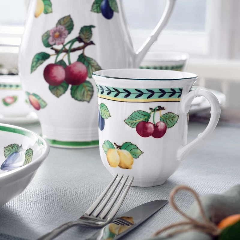 38 cl - French Garden Fleurence Jumbo Tazza Mug In Porcellana Premium - Set 6 Pz