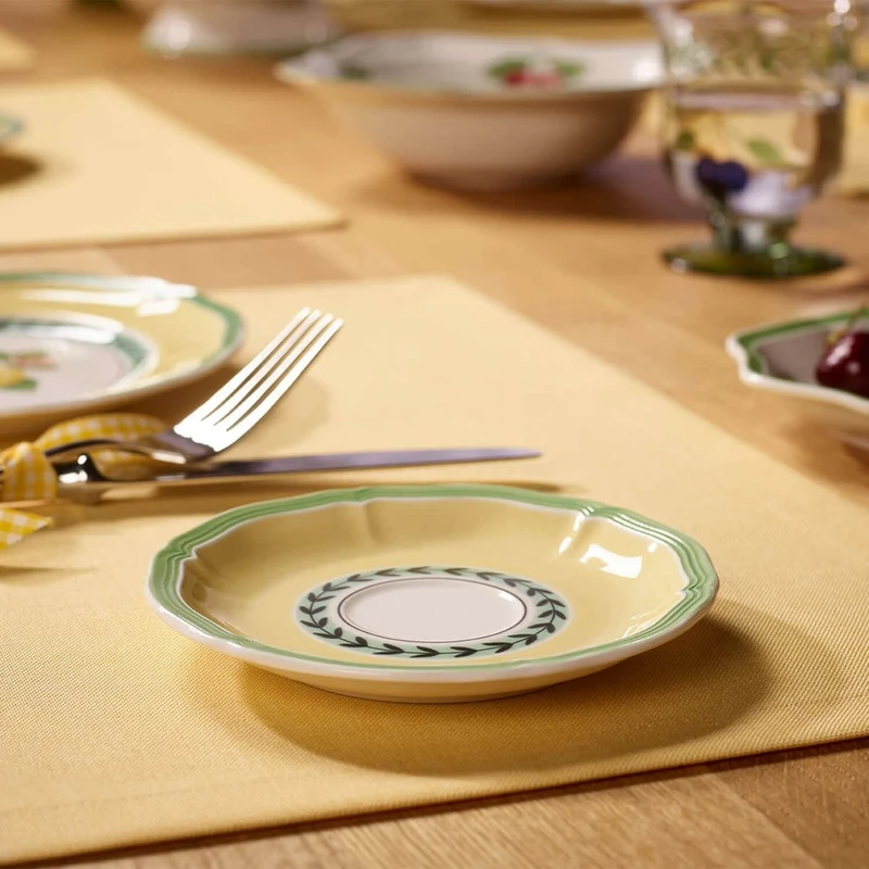 14.5 cm - French Garden Fleurence Piattino Tazza Caffè-Tè In Porcellana Premium - Set 6 Pz