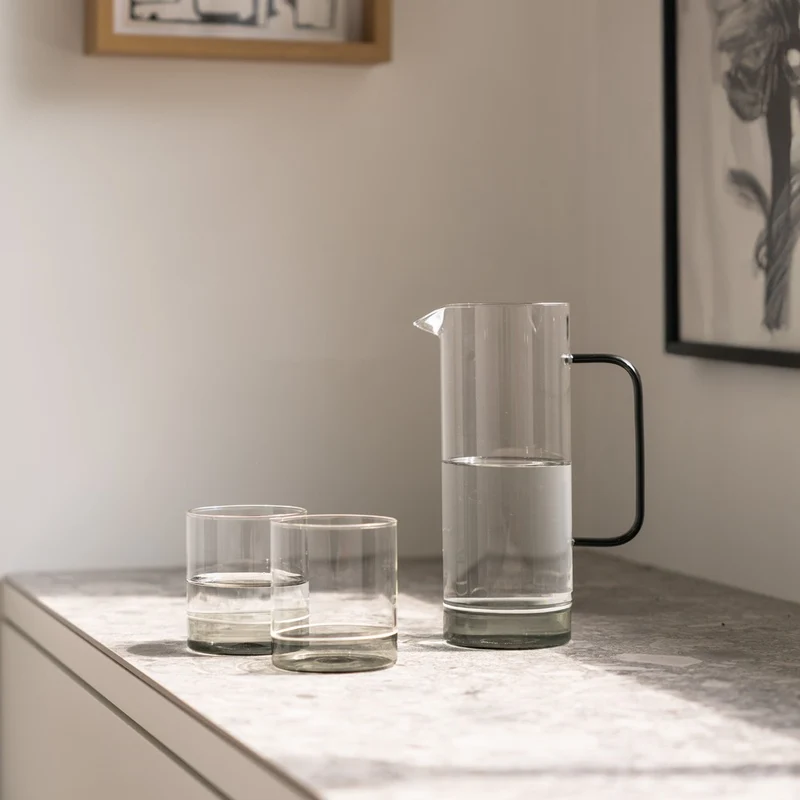 44 cl - Filo Bianco Bicchiere Acqua Tumbler In Vetro Borosilicato Set 4 Pz