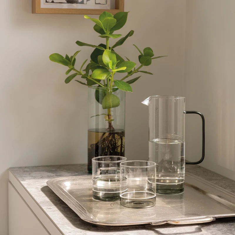 44 cl - Filo Bianco Bicchiere Acqua Tumbler In Vetro Borosilicato Set 4 Pz