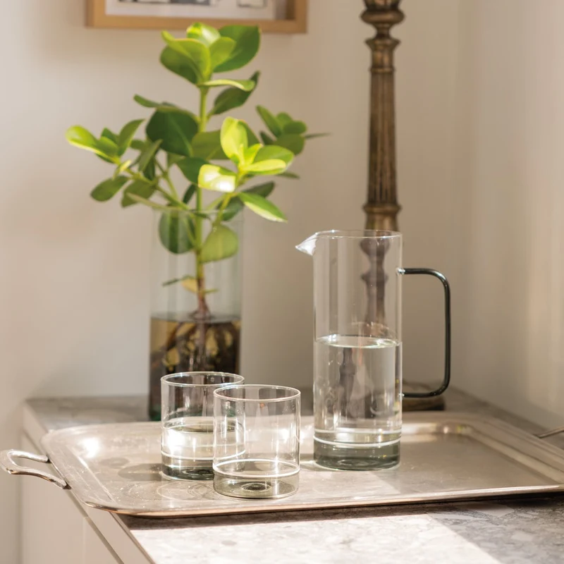 44 cl - Filo Bianco Bicchiere Acqua Tumbler In Vetro Borosilicato Set 4 Pz