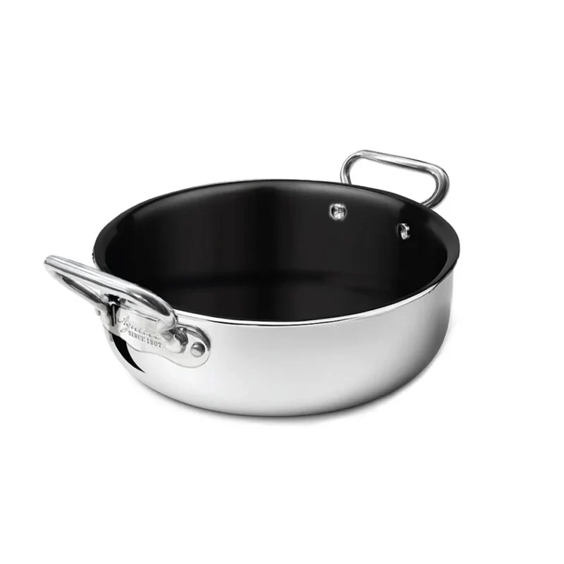 Non-Stick Alu-Inox Tegame Basso Antiaderente In Alluminio Con Manici Inox
