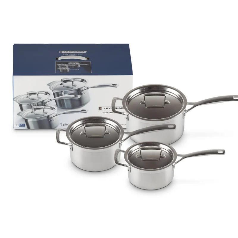 Set Casseruole e Padelle 3-Ply In Acciaio Inox Set 3 Pz