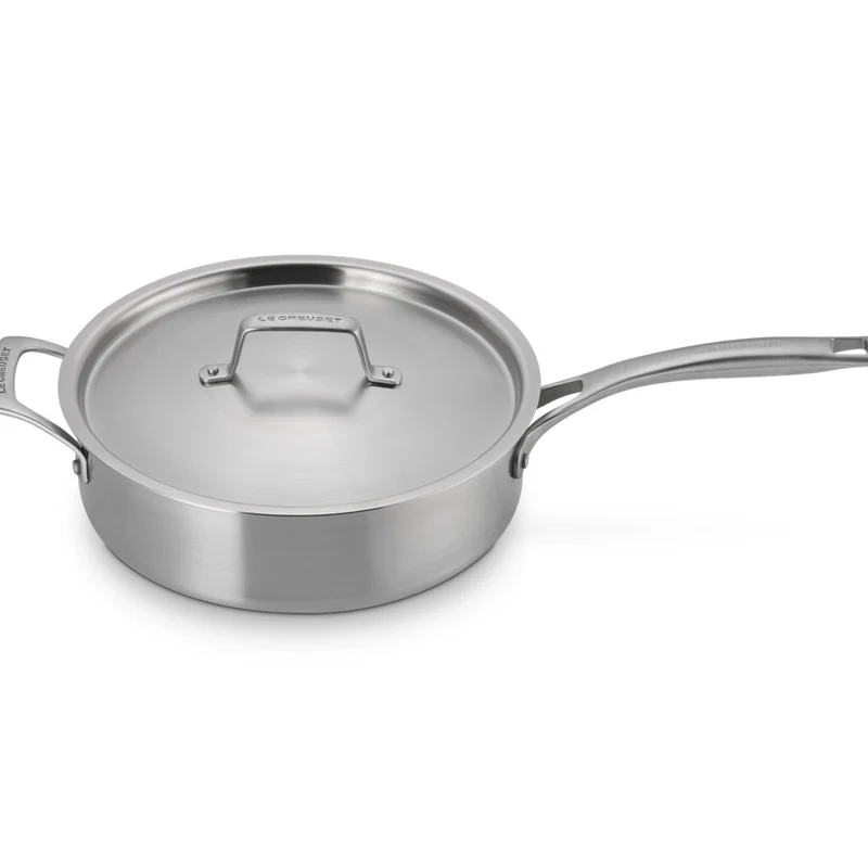 Essential Acciaio Inox Padella Alta Sautè Con Coperchio e Manico Lungo In Acciaio Inox
