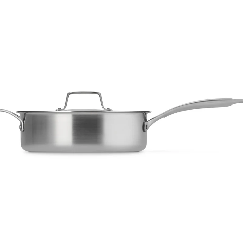 Essential Acciaio Inox Padella Alta Sautè Con Coperchio e Manico Lungo In Acciaio Inox