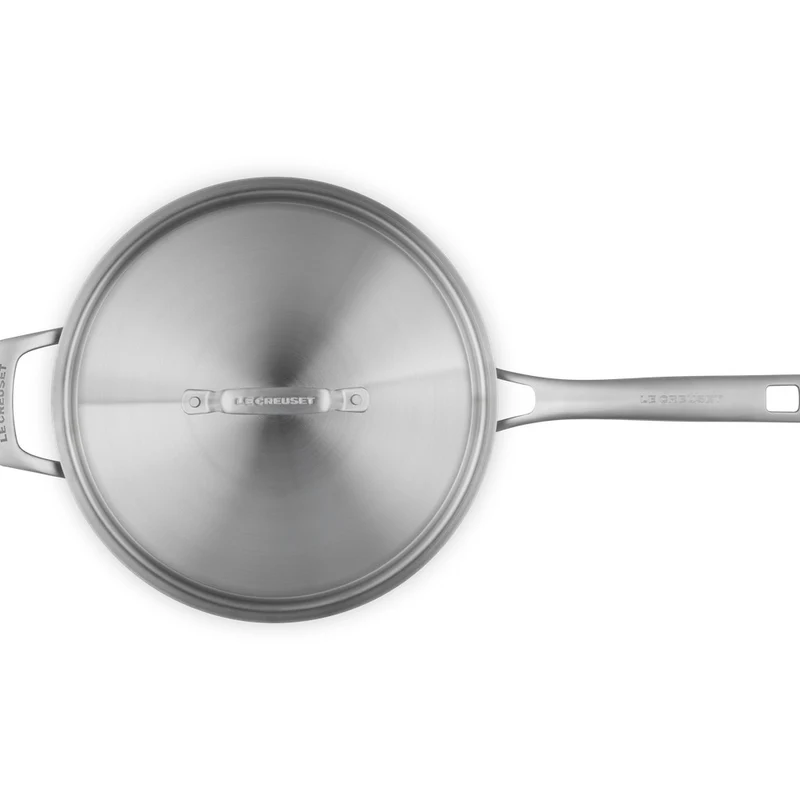 Essential Acciaio Inox Padella Alta Sautè Con Coperchio e Manico Lungo In Acciaio Inox