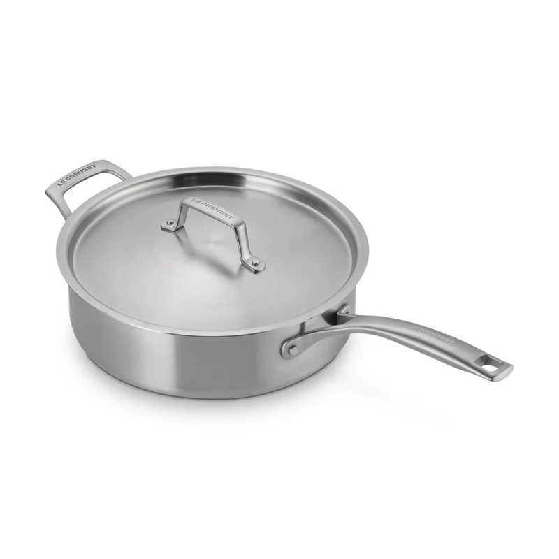 Essential Acciaio Inox Padella Alta Sautè Con Coperchio e Manico Lungo In Acciaio Inox