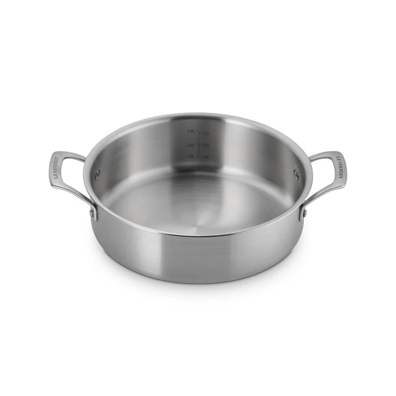 Essential Acciaio Inox Padella Alta Sautè Con Coperchio e Doppie Maniglie In Acciaio Inox