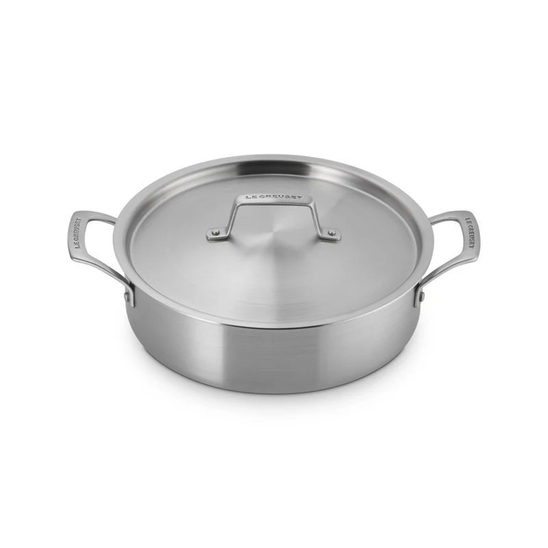 Essential Acciaio Inox Padella Alta Sautè Con Coperchio e Doppie Maniglie In Acciaio Inox
