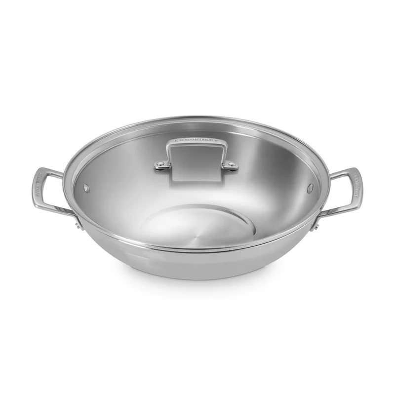 Acciaio Inox Wok In Acciaio Inox Con Coperchio In Vetro