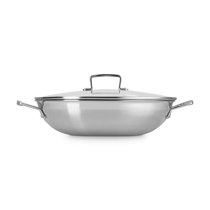 Acciaio Inox Wok In Acciaio Inox Con Coperchio In Vetro