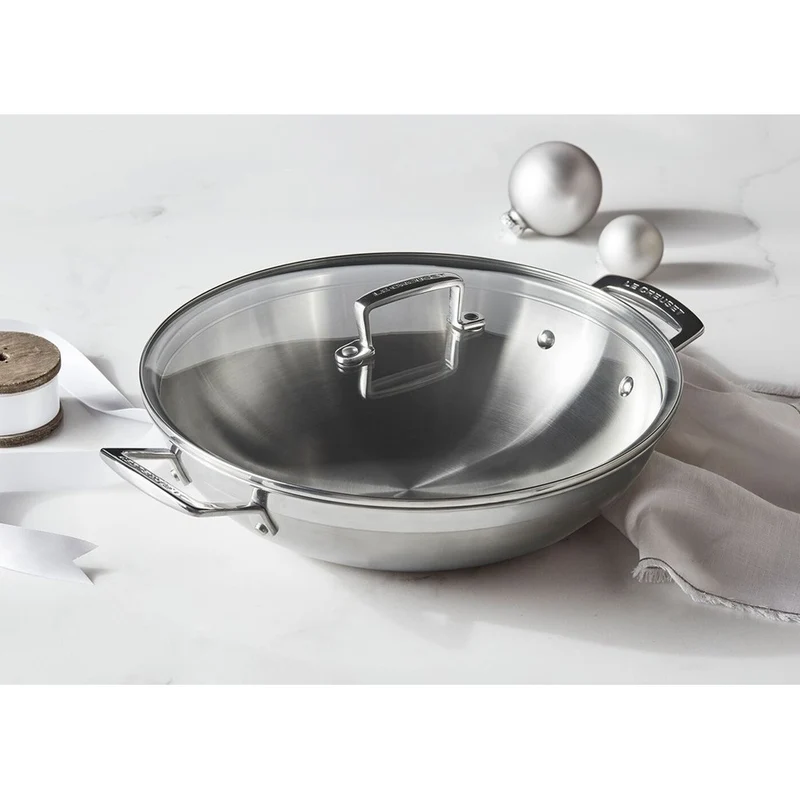 Acciaio Inox Wok In Acciaio Inox Con Coperchio In Vetro