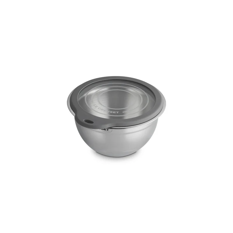 Acciaio Inox Ciotola per Impasto In Acciaio Inox Con Coperchio in Vetro e Bordo In Silicone