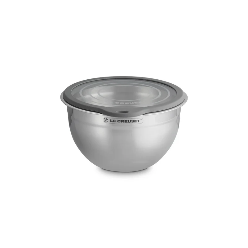 Acciaio Inox Ciotola per Impasto In Acciaio Inox Con Coperchio in Vetro e Bordo In Silicone
