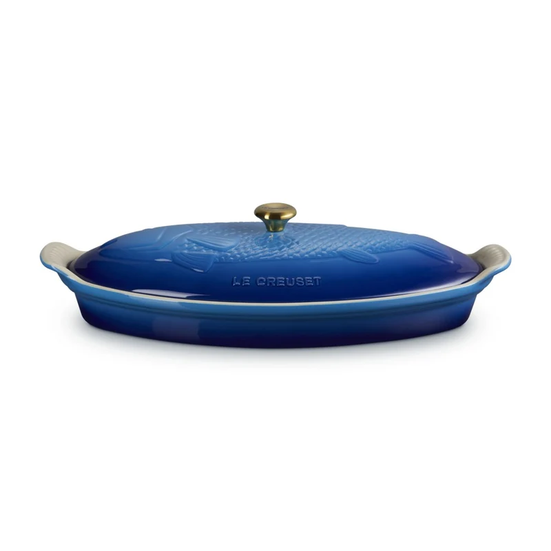 34 cm - Tradition Pesciera Ovale Con Coperchio In Gres Vetrificato
