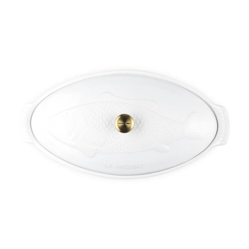 34 cm - Tradition Pesciera Ovale Con Coperchio In Gres Vetrificato