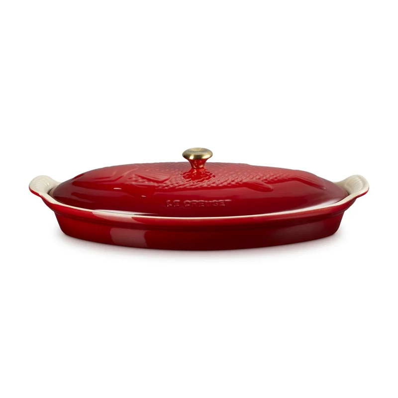 34 cm - Tradition Pesciera Ovale Con Coperchio In Gres Vetrificato