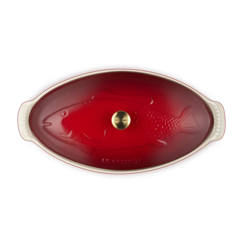 34 cm - Tradition Pesciera Ovale Con Coperchio In Gres Vetrificato