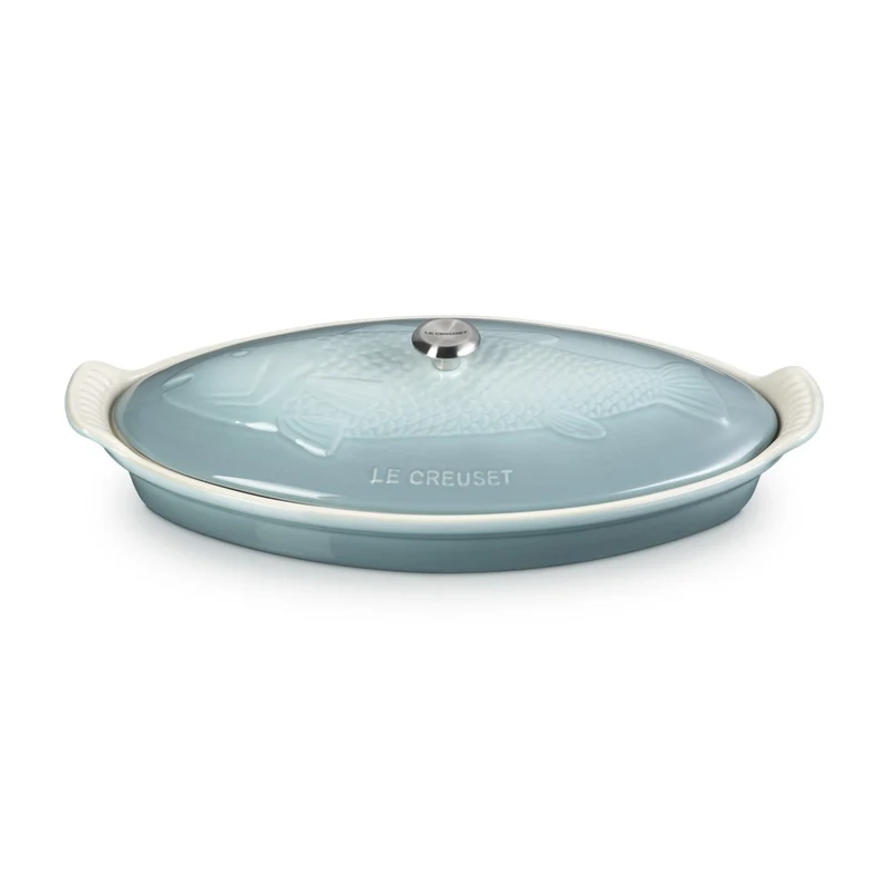 34 cm - Tradition Pesciera Ovale Con Coperchio In Gres Vetrificato