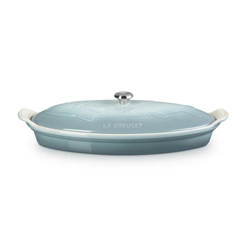 34 cm - Tradition Pesciera Ovale Con Coperchio In Gres Vetrificato