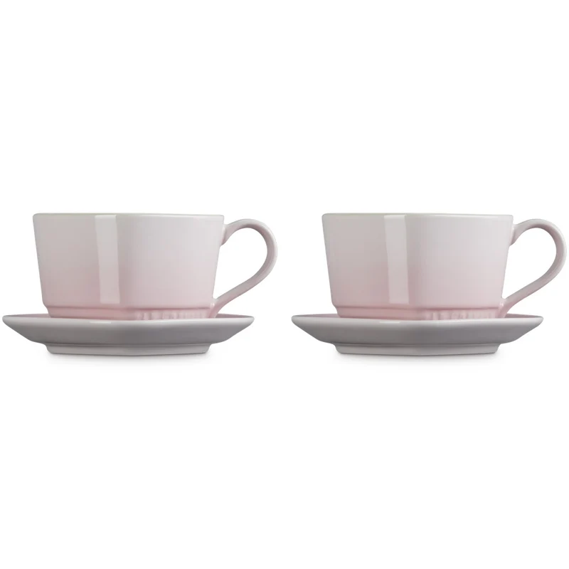 22 cl - Cuore Tazza Cappuccino Con Piattino In Gres Vetrificato Set 2 Pz