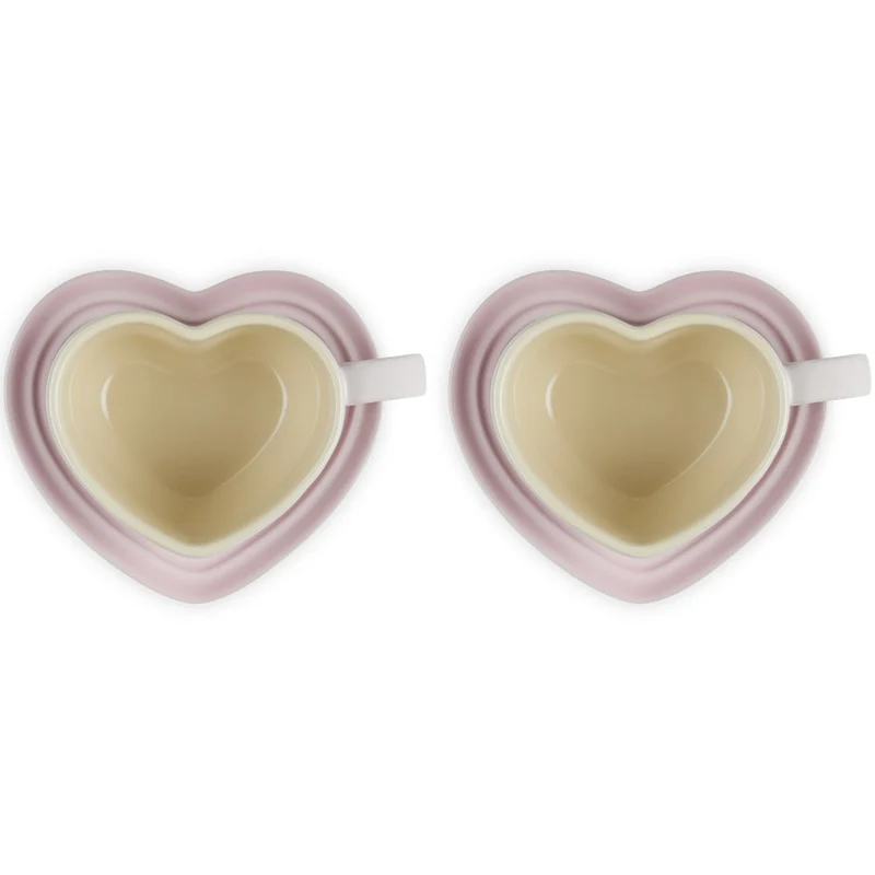 22 cl - Cuore Tazza Cappuccino Con Piattino In Gres Vetrificato Set 2 Pz