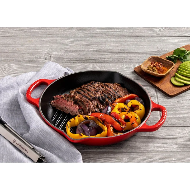 25 cm - Evolution Grill Bistecchiera Quadrato Profondo In Ghisa Vetrificata