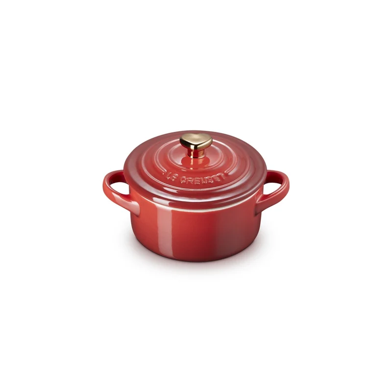 10 cm - Mini Cocotte Con Pomolo Cuore In Gres Vetrificato