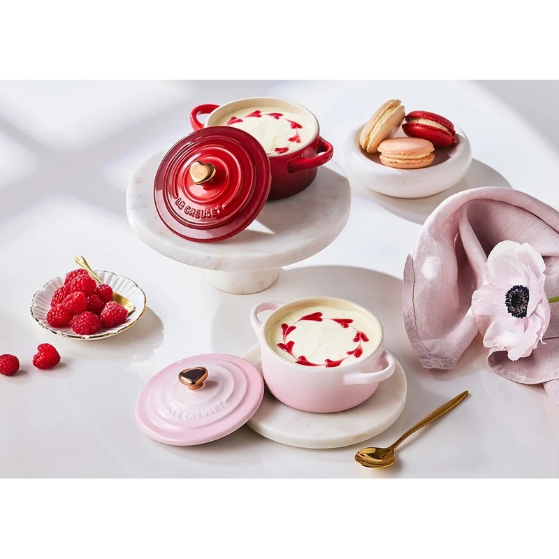 10 cm - Mini Cocotte Con Pomolo Cuore In Gres Vetrificato