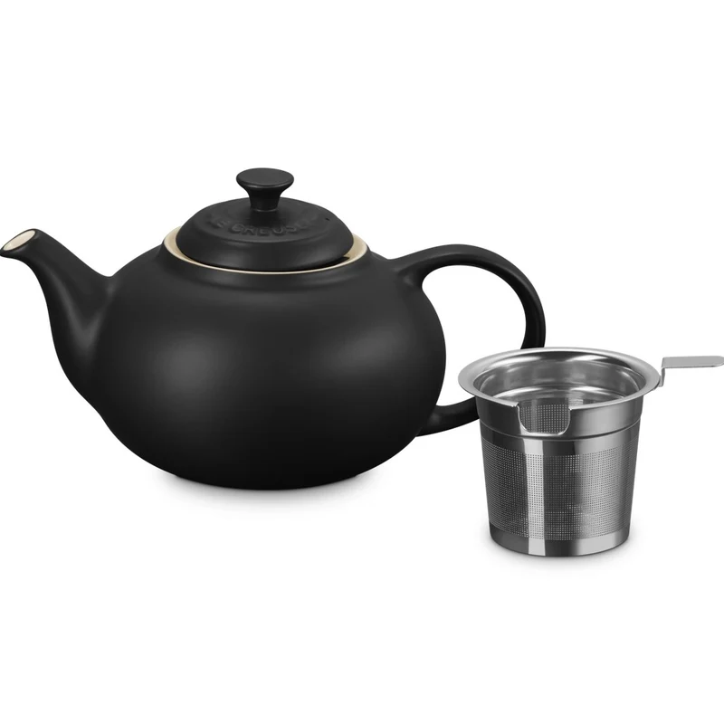 1.3 L - Classic Teiera In Gres Vetrificato Con Infusore Metallico