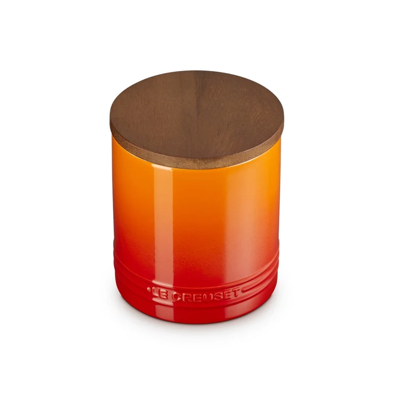1.1 L - Evolution Barattolo In Gres Vetrificato Con Coperchio In Legno