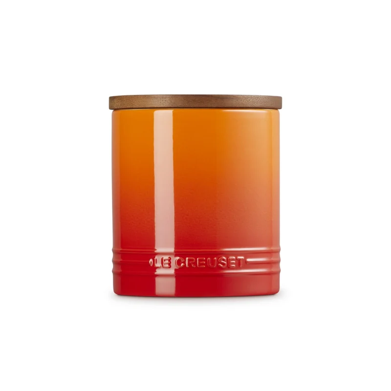 1.1 L - Evolution Barattolo In Gres Vetrificato Con Coperchio In Legno