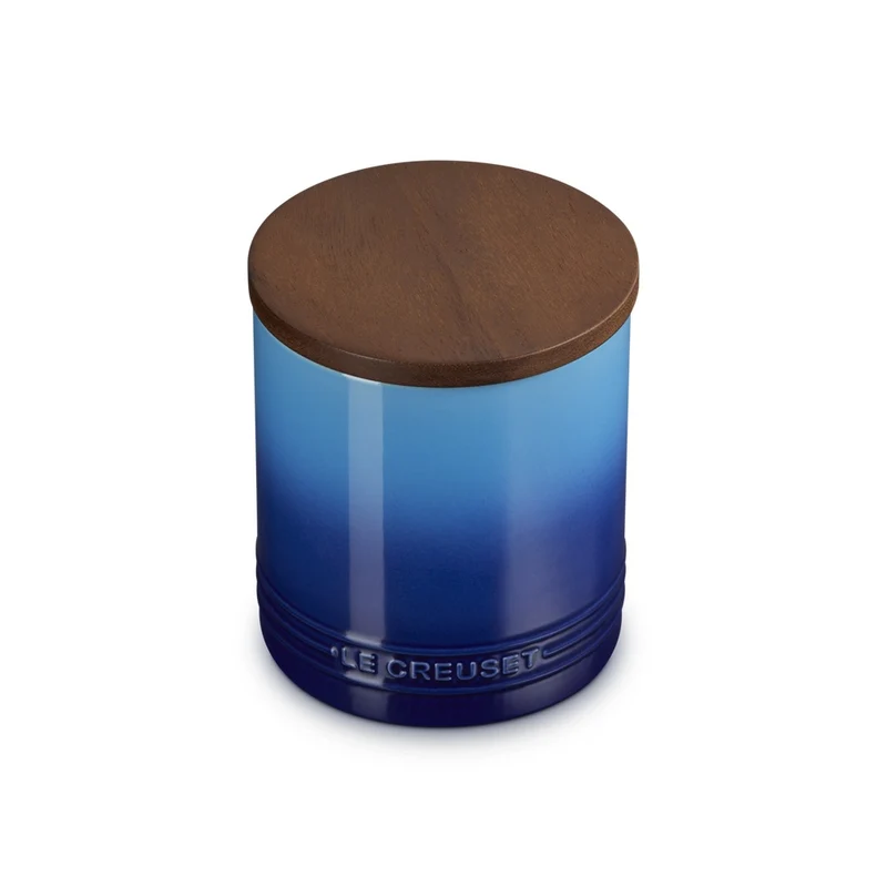 1.1 L - Evolution Barattolo In Gres Vetrificato Con Coperchio In Legno