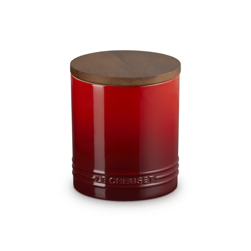 1.1 L - Evolution Barattolo In Gres Vetrificato Con Coperchio In Legno
