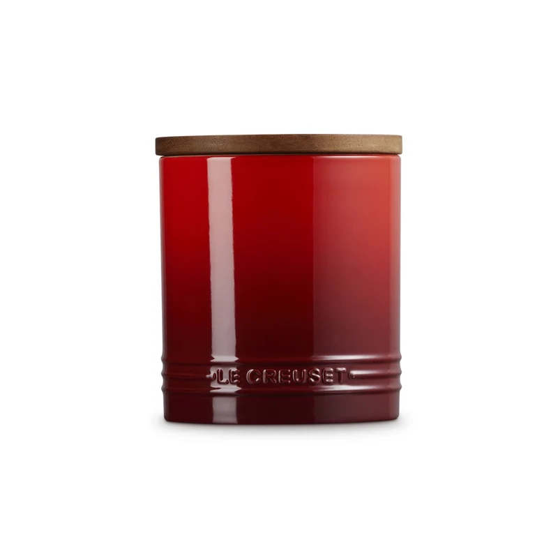 1.1 L - Evolution Barattolo In Gres Vetrificato Con Coperchio In Legno
