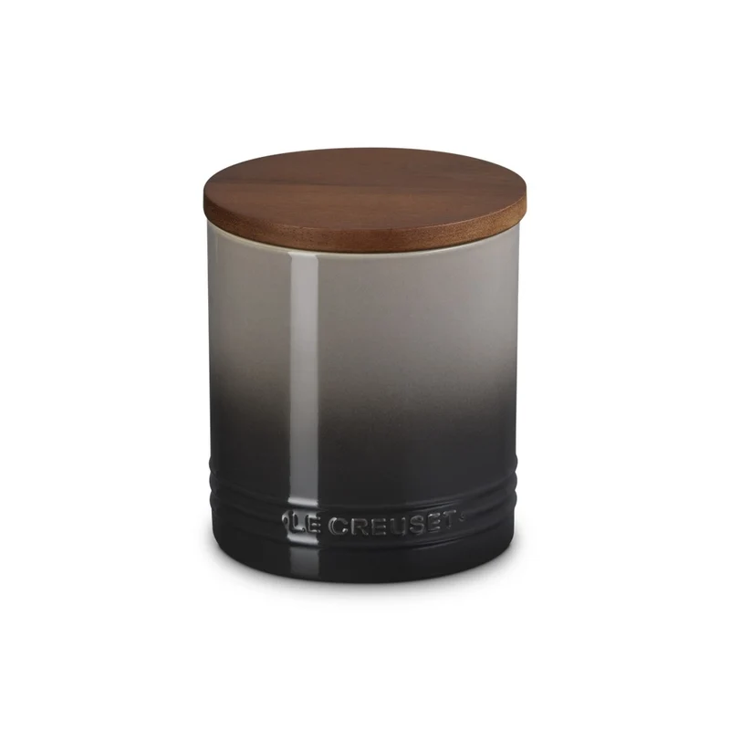 1.1 L - Evolution Barattolo In Gres Vetrificato Con Coperchio In Legno