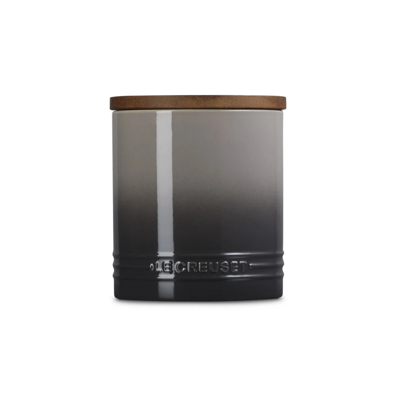 1.1 L - Evolution Barattolo In Gres Vetrificato Con Coperchio In Legno