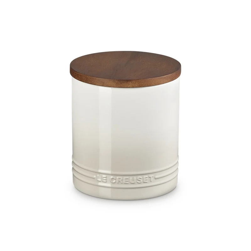 1.1 L - Evolution Barattolo In Gres Vetrificato Con Coperchio In Legno