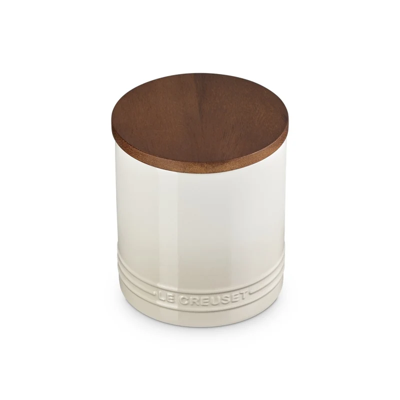 1.1 L - Evolution Barattolo In Gres Vetrificato Con Coperchio In Legno