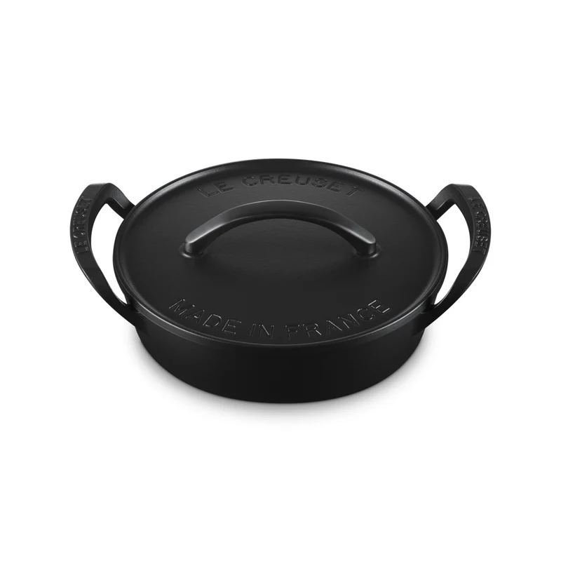 28 cm - BBQ Outdoor Tegame Basso Rotondo In Ghisa Vetrificata