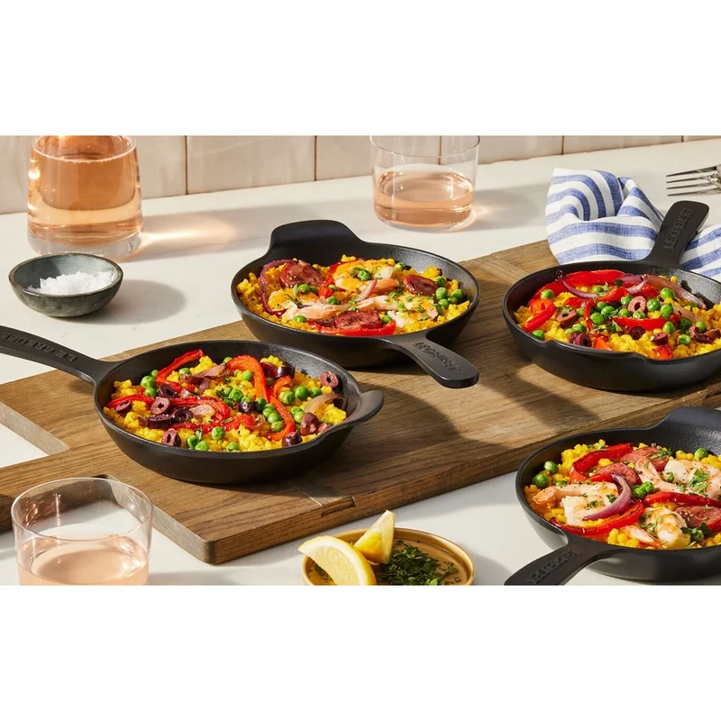 15 cm - Gourmand Mini Padella Doppio Becco In Ghisa Vetrificata Set 4 Pz