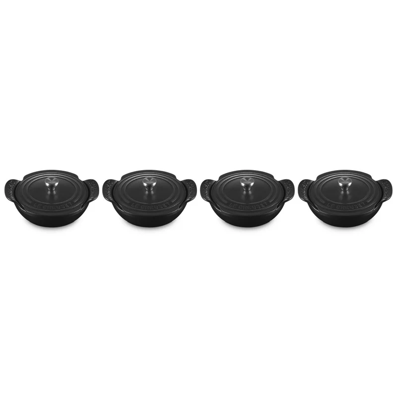 13 cm - Gourmand Mini Tegame Con Coperchio In Ghisa Vetrificata Set 4 Pz