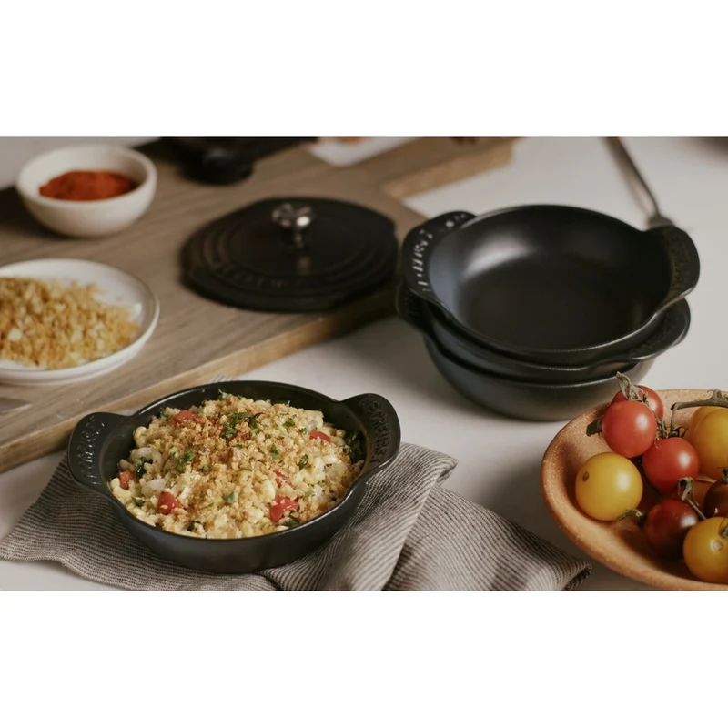 13 cm - Gourmand Mini Tegame Con Coperchio In Ghisa Vetrificata Set 4 Pz