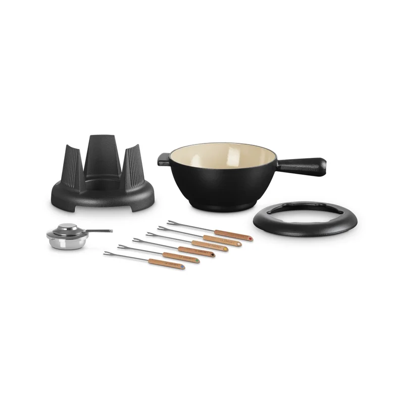 Savoiarda Set Fonduta Con 6 Forchettine e Fornello In Ghisa Vetrificata