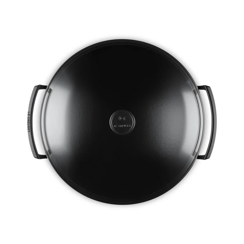 36 cm - Forme Speciali Wok In Ghisa Vetrificata Con Coperchio In Vetro