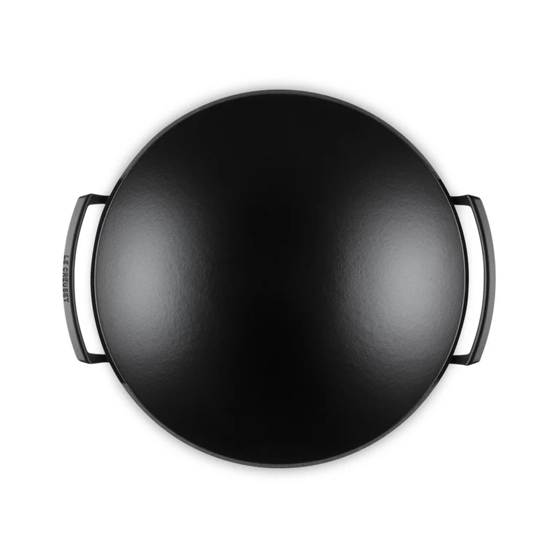 36 cm - Forme Speciali Wok In Ghisa Vetrificata Con Coperchio In Vetro