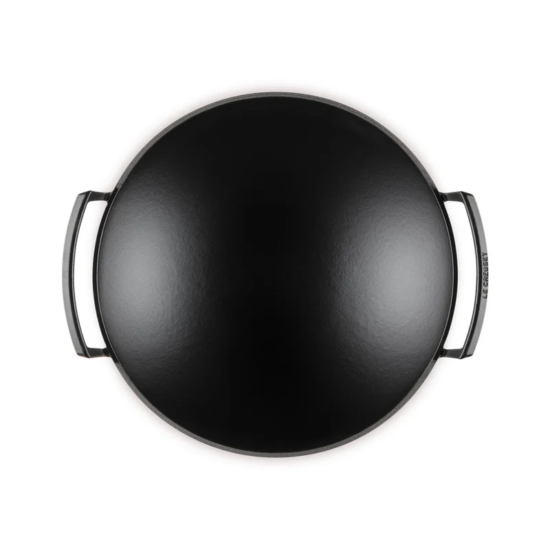 36 cm - Forme Speciali Wok In Ghisa Vetrificata Con Coperchio In Vetro